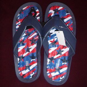 Mens Wave Zone Patriotic Stars & Stripes Flip Flops Size Sm 8 Med 9 Lar 10  NWT